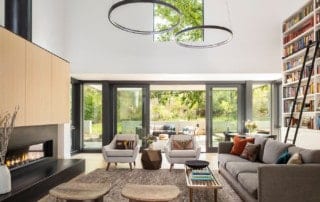 Modern living room in Boulder custom home by Cottonwood Custom Builders